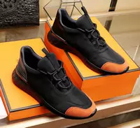 chaussures hermes new summer elastic cloth grinding cowhide orange